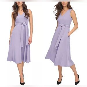 CALVIN KLEIN Women's V-Neck Sleeveless Belted Dress. Size 4